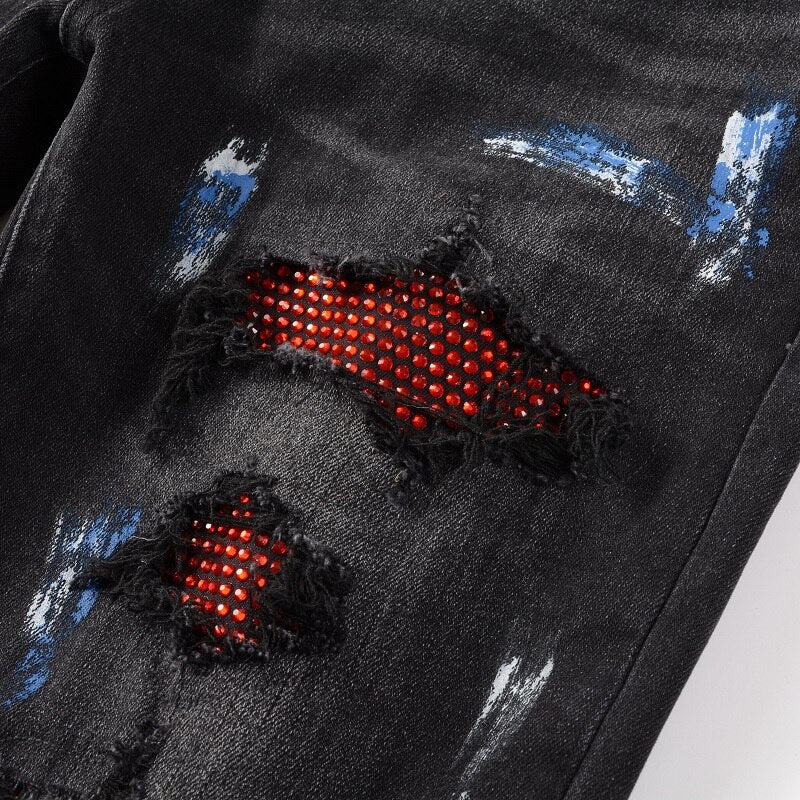Midnight Rebel Painted Distressed Jeans