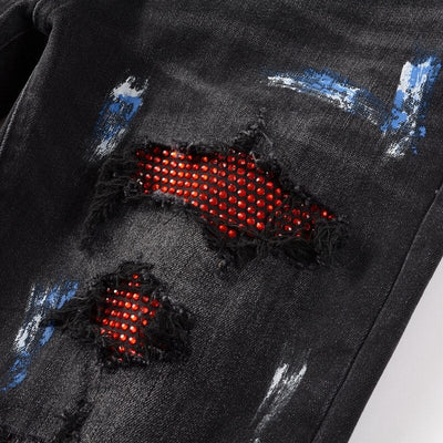 Midnight Rebel Painted Distressed Jeans