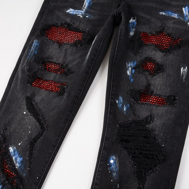 Midnight Rebel Painted Distressed Jeans