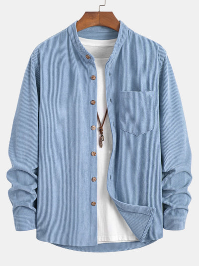 Corduroy Overhemd met Staande Kraag
