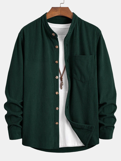 Corduroy Overhemd met Staande Kraag