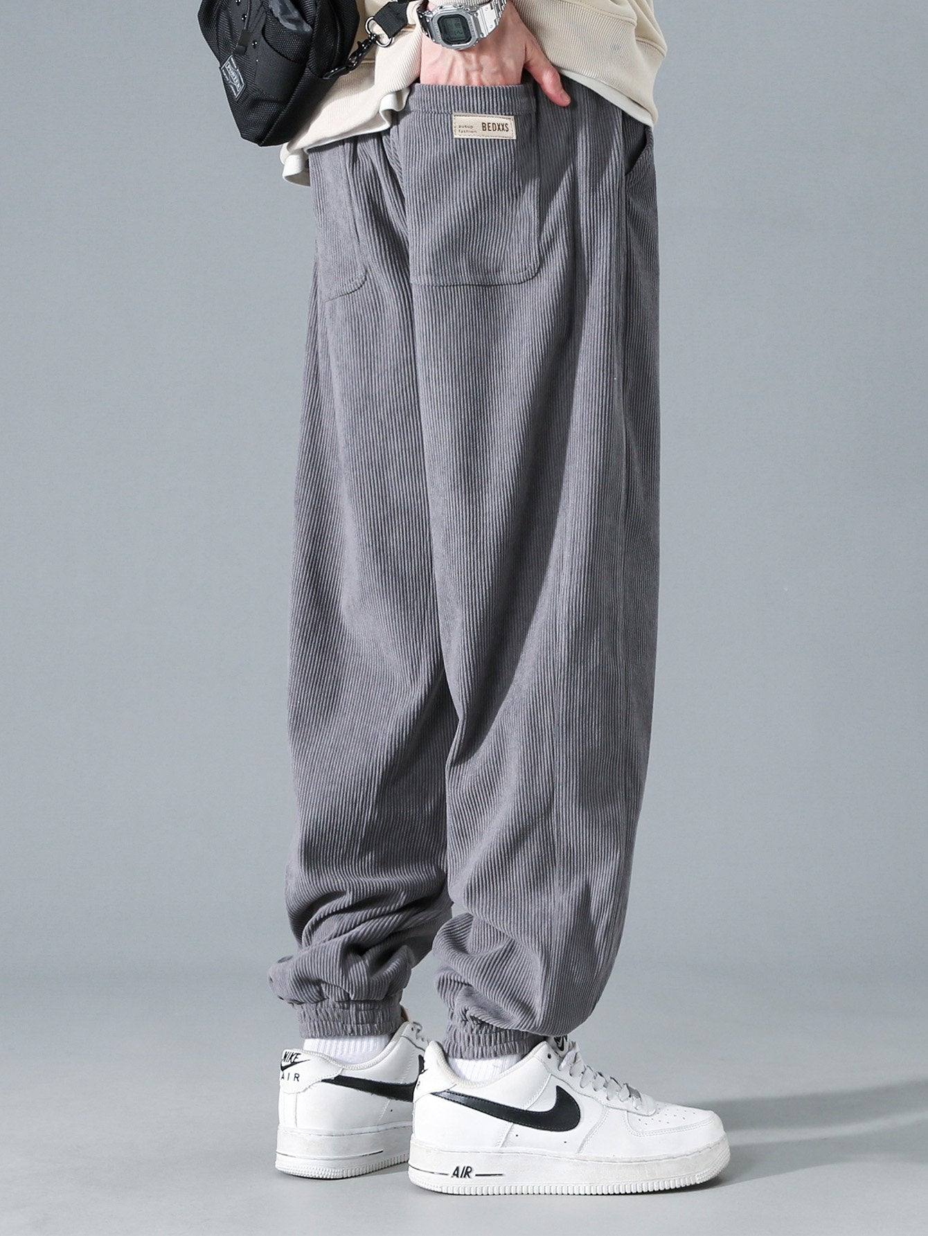 Drawstring Corduroy Jogging Pants