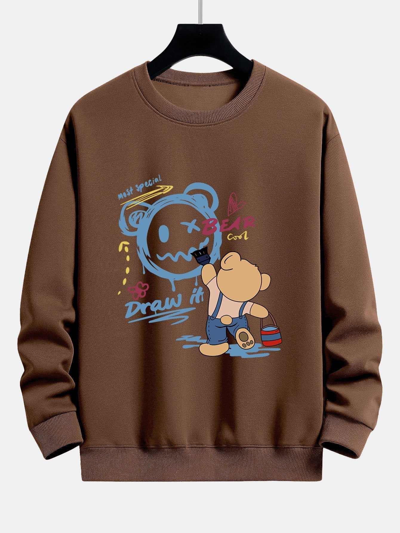 Graffiti Bear Print Relax Fit Sweatshirt