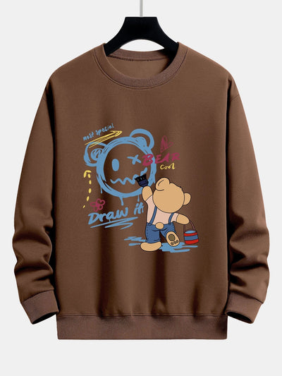 Graffiti Bear Print Relax Fit Sweatshirt