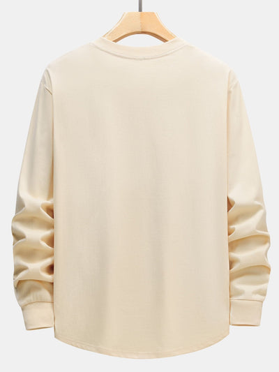 Basic Long Sleeve Heavy Weight Arc Hem T-Shirt