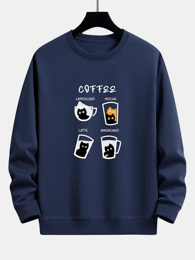 Koffie Kat Print Relax Fit Sweatshirt