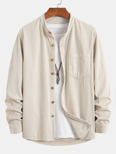 Corduroy Overhemd met Staande Kraag