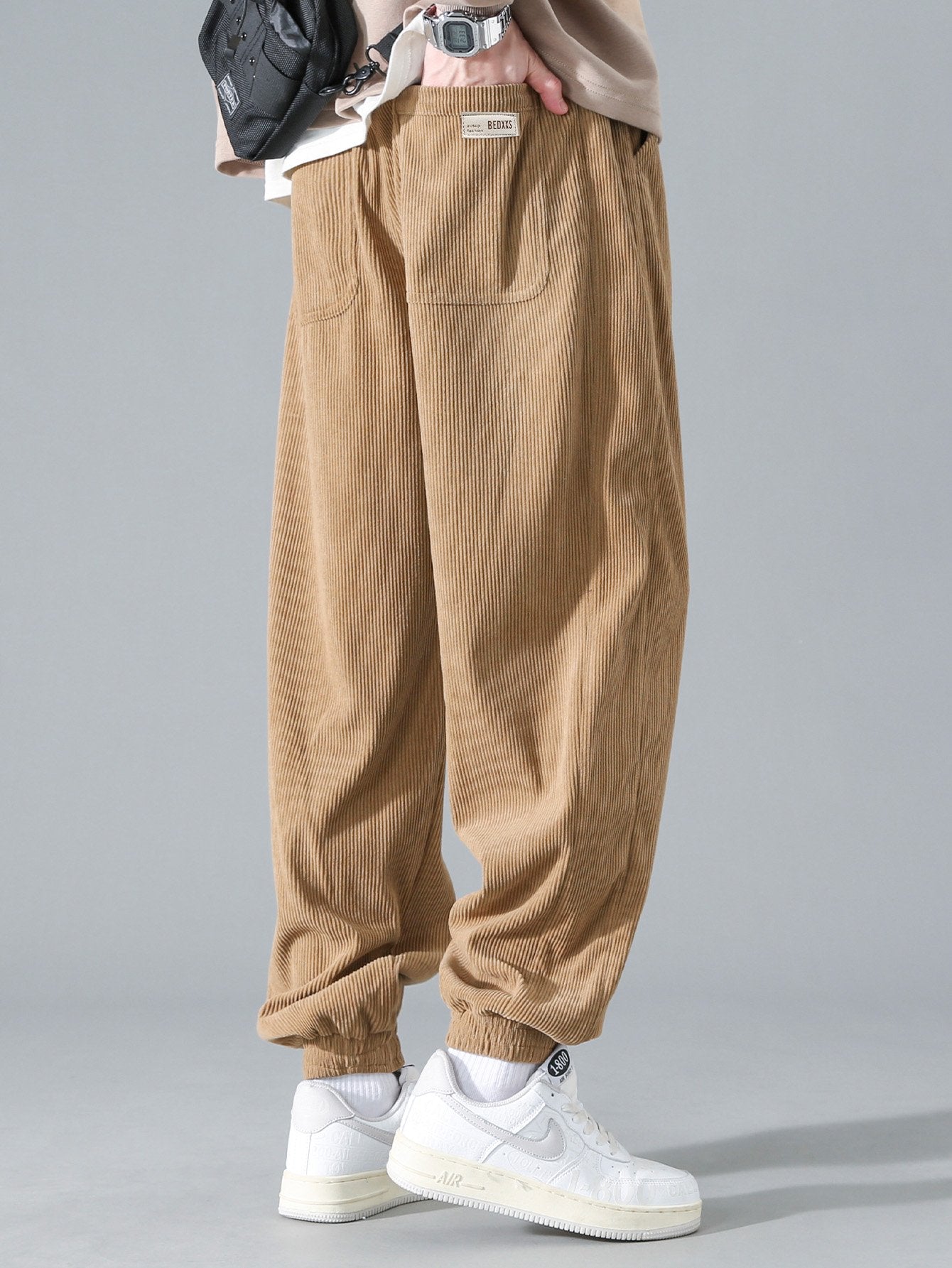 Drawstring Corduroy Jogging Pants