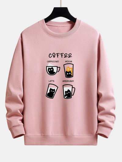 Koffie Kat Print Relax Fit Sweatshirt