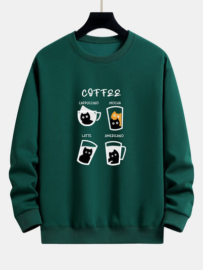 Koffie Kat Print Relax Fit Sweatshirt