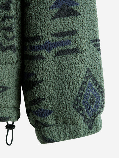 Aztec Print Patchwork Teddy Fleece Coat