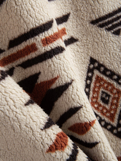 Aztec Print Patchwork Teddy Fleece Coat