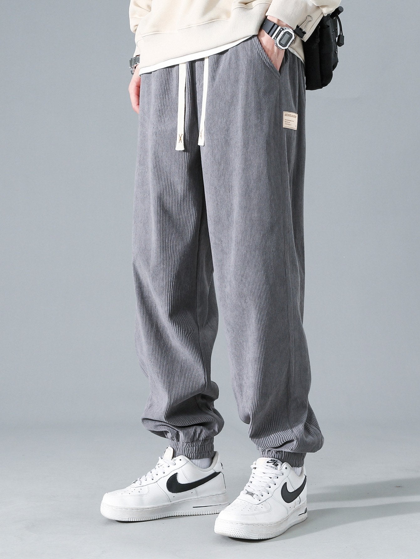 Drawstring Corduroy Jogging Pants