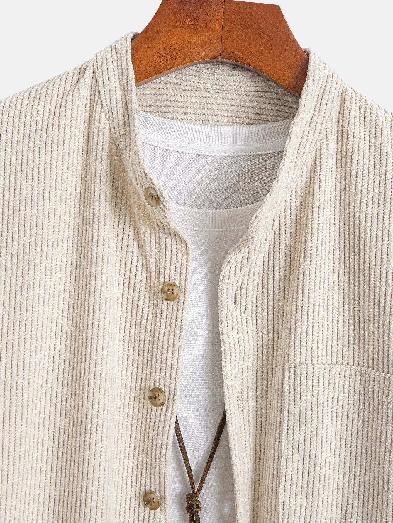 Corduroy Overhemd met Staande Kraag