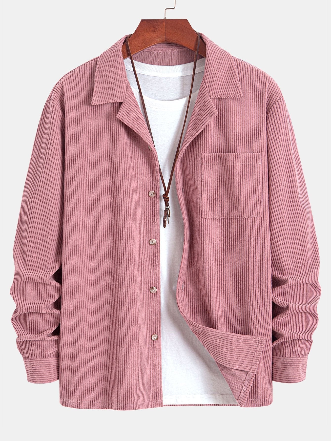 Long Sleeve Corduroy Cuban Collar Shirt & Straight Leg Linen Pants
