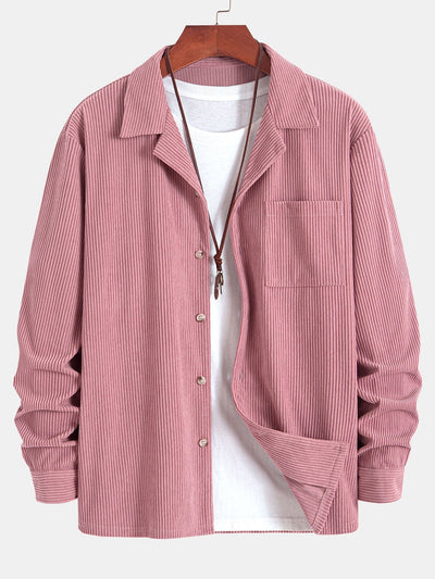 Long Sleeve Corduroy Cuban Collar Shirt & Straight Leg Linen Pants