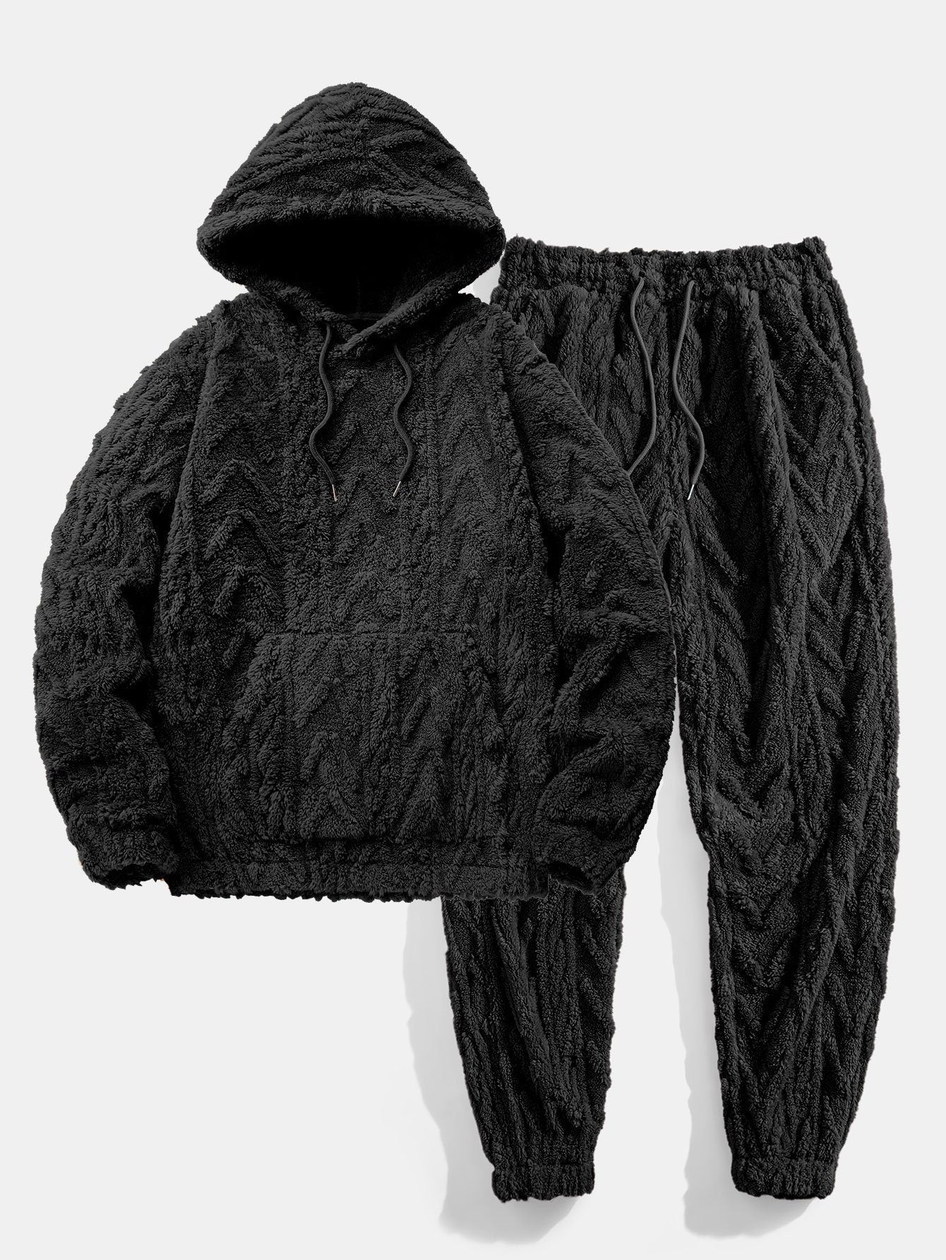 Geometrische Jacquard Teddy Hoodie & Joggingbroek
