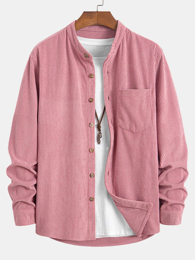Corduroy Overhemd met Staande Kraag
