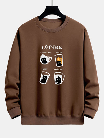 Koffie Kat Print Relax Fit Sweatshirt