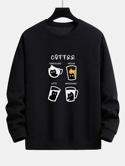 Koffie Kat Print Relax Fit Sweatshirt