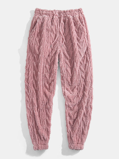 Geometrische Jacquard Teddy Hoodie & Joggingbroek