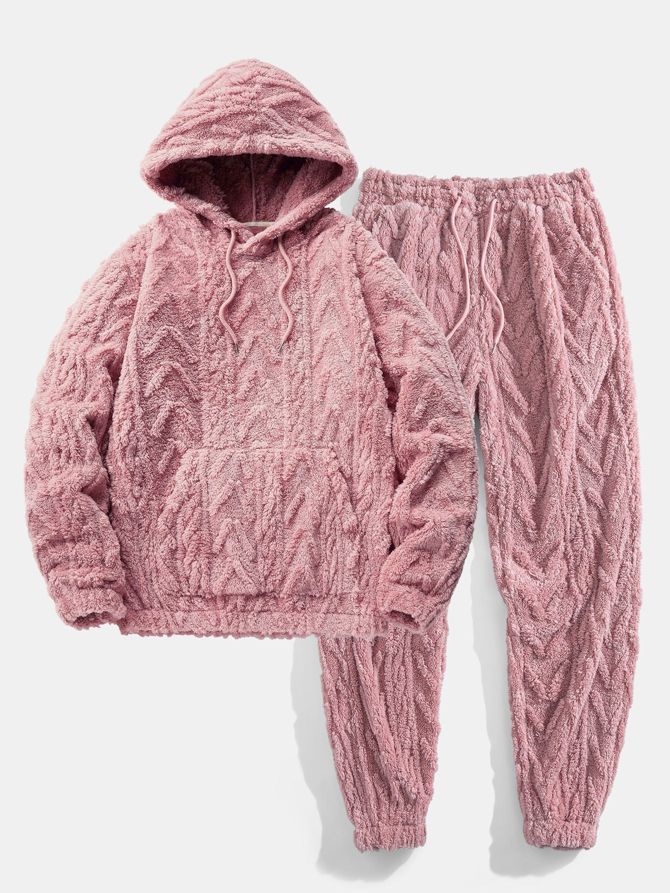 Geometrische Jacquard Teddy Hoodie & Joggingbroek