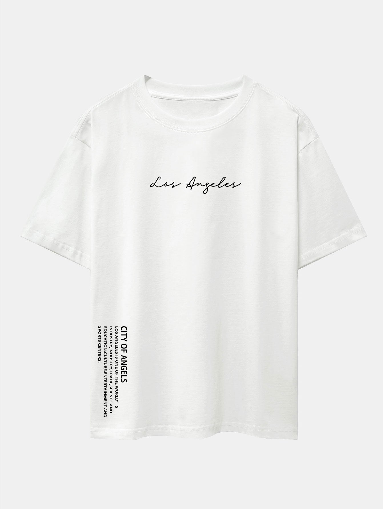 Los Angeles Print Drop Shoulder Oversize T-Shirt & Corduroy Drawstring Shorts