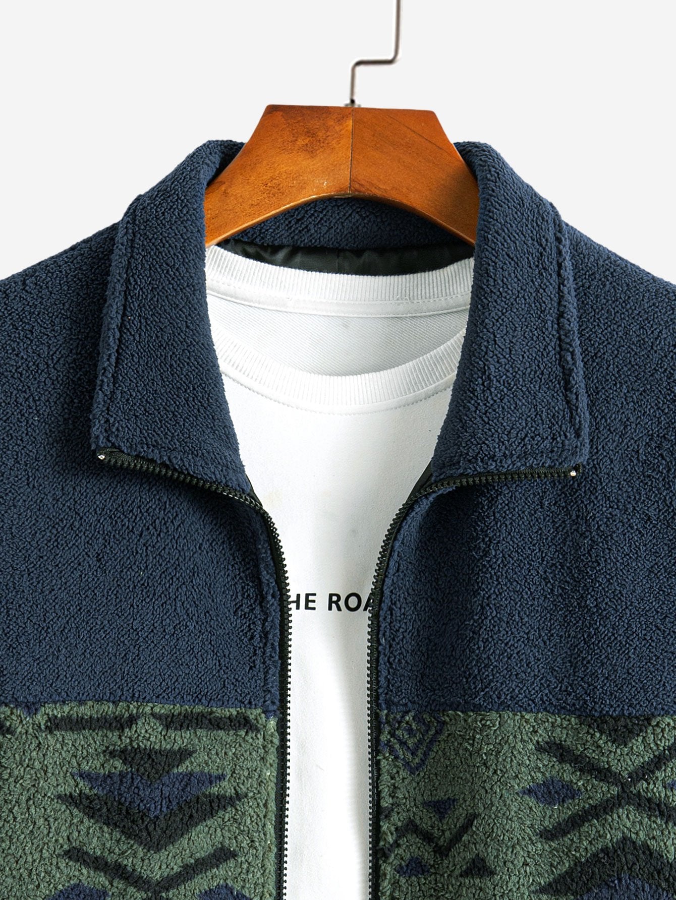 Aztec Print Patchwork Teddy Fleece Coat
