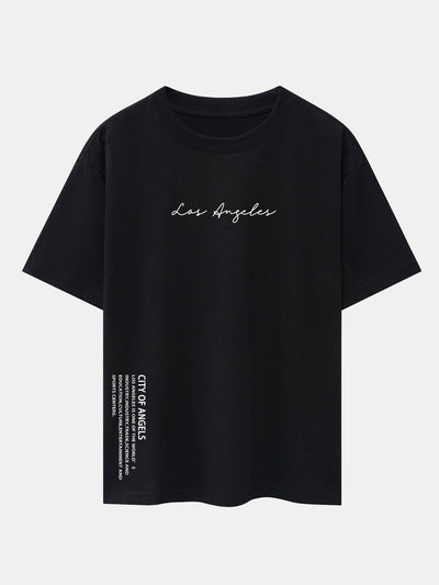 Los Angeles Print Drop Shoulder Oversize T-Shirt & Corduroy Drawstring Shorts