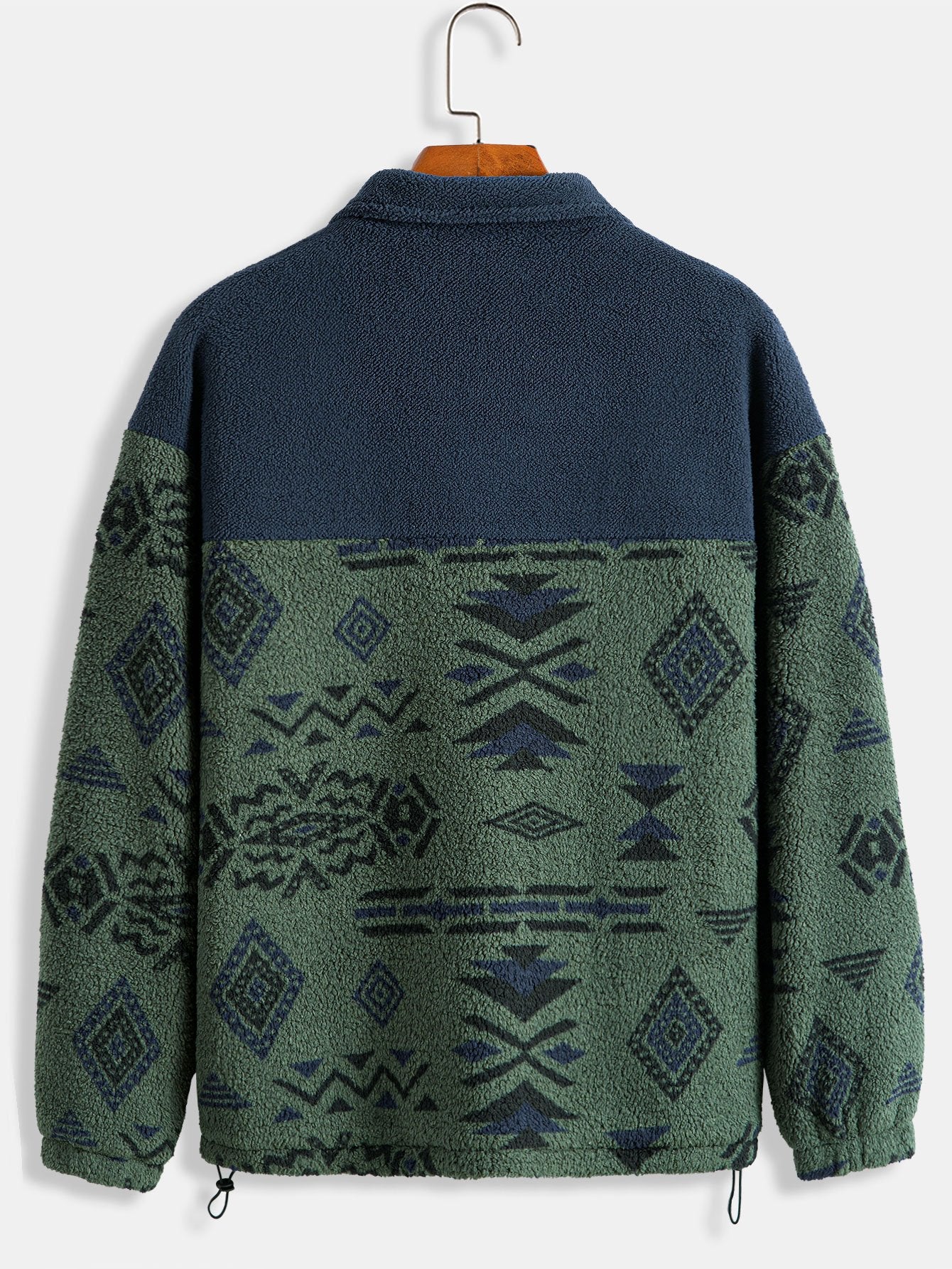 Aztec Print Patchwork Teddy Fleece Coat