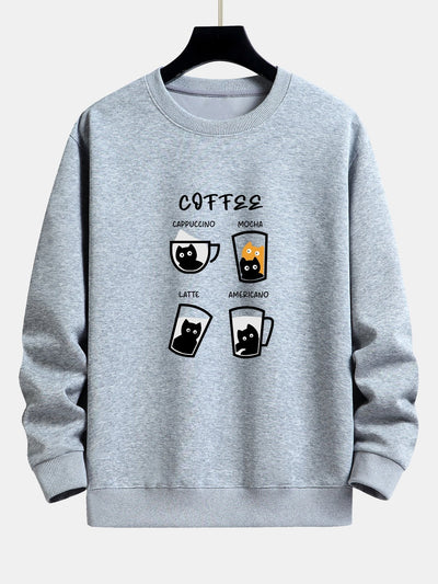 Koffie Kat Print Relax Fit Sweatshirt