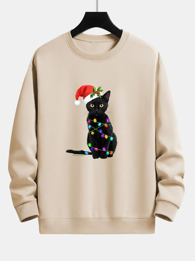 Kerstverlichting Kat Print Relax Fit Sweatshirt