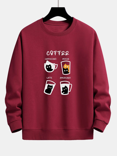 Koffie Kat Print Relax Fit Sweatshirt