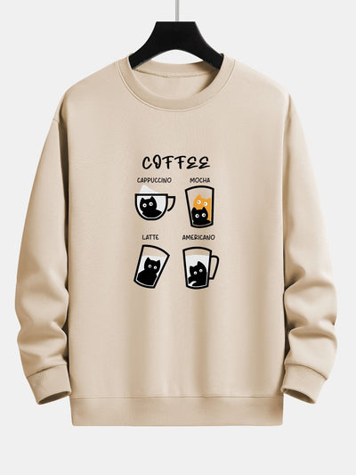 Koffie Kat Print Relax Fit Sweatshirt