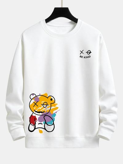 Graffiti Bear Print Relax Fit Sweatshirt