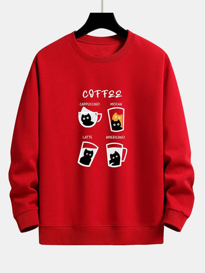 Koffie Kat Print Relax Fit Sweatshirt