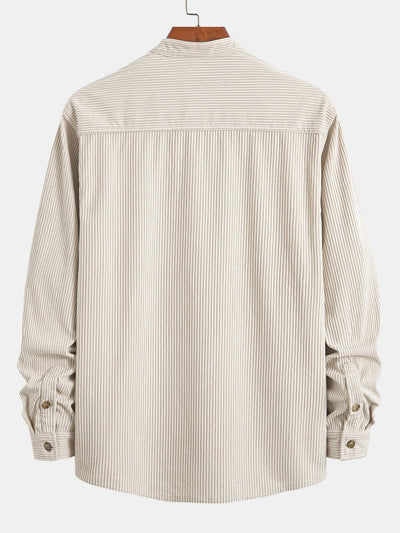 Corduroy Overhemd met Staande Kraag