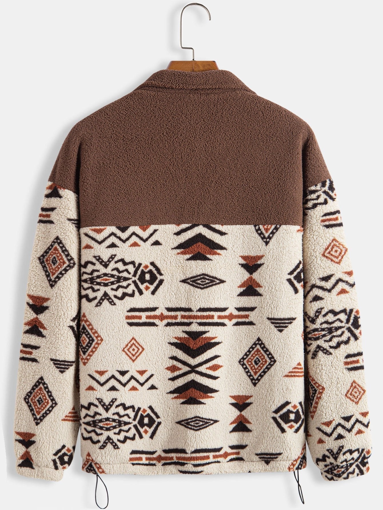 Aztec Print Patchwork Teddy Fleece Coat