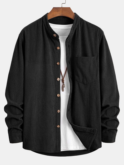 Corduroy Overhemd met Staande Kraag