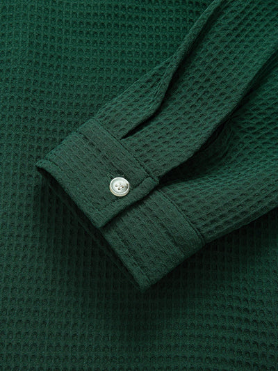 Long Sleeve Waffle Cuban Collar Shirt