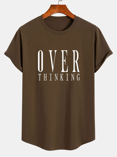 Over Thinking Print Cotton Arc Hem T-Shirt