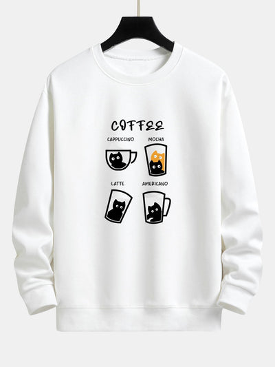 Koffie Kat Print Relax Fit Sweatshirt