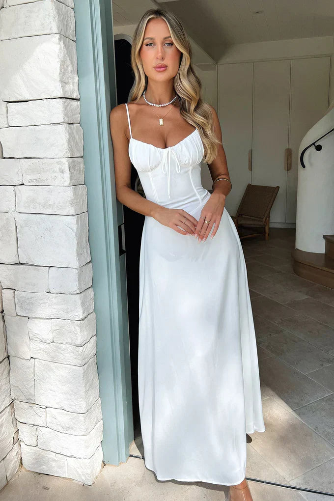 Corina™ | Mouwloze Maxi-jurk met Vetersluiting