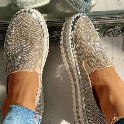 Liveli - Chaussures à plateforme respirantes à enfiler avec strass pour femmes