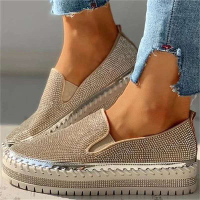 Liveli - Chaussures à plateforme respirantes à enfiler avec strass pour femmes