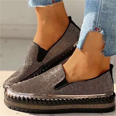 Liveli - Chaussures à plateforme respirantes à enfiler avec strass pour femmes