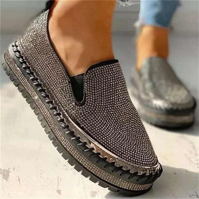 Liveli - Chaussures à plateforme respirantes à enfiler avec strass pour femmes
