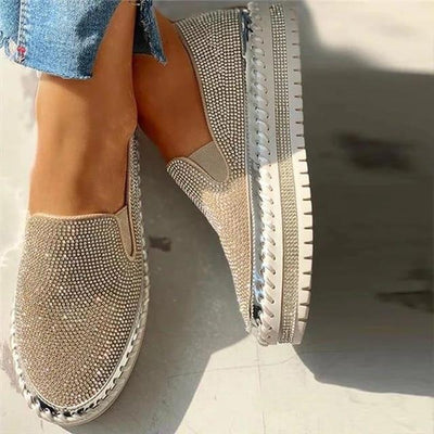 Liveli - Chaussures à plateforme respirantes à enfiler avec strass pour femmes