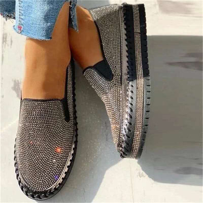 Liveli - Chaussures à plateforme respirantes à enfiler avec strass pour femmes