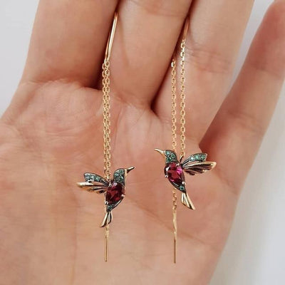 Ohrringe mit Kolibri und Zirkonia